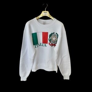 Vintage Italia Pullover Sweatshirt Sz Large Cotton Crewneck Distressed Italy